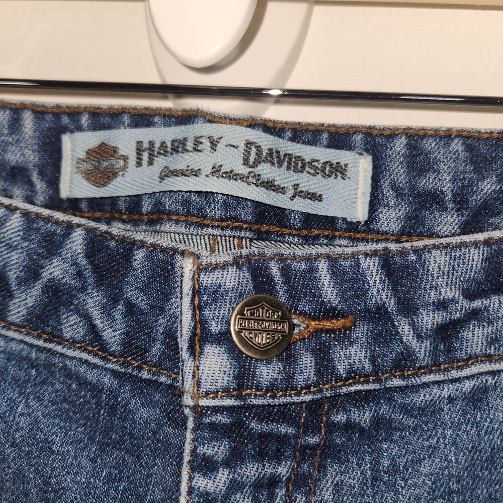 Harley Davidson Medium Blue Wash Denim Jeans Women's Size 12 LONG Boot Cut - Picture 2 of 13